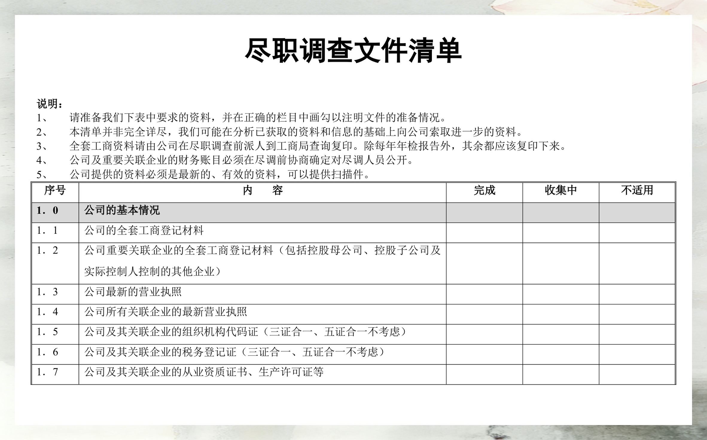尽调清单模板定制(尽调资料清单如何提供)三亚市